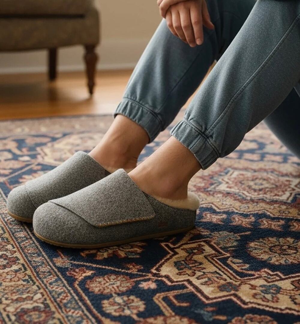 Commbi The Ollie Mule Gray Wool Shearling Footbed-Size 7